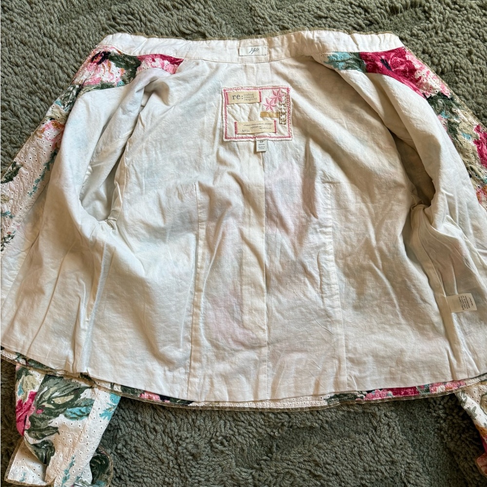 J. Jill RE: Crafted Limited Edition Floral Eyelet Cotton Blazer - Picture 5 of 8